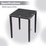 Square Dining Table with Solid Wood Frame for 4-Person
