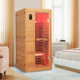 Sala de Sauna de Madera de Infrarrojo Lejano con Altavoces Bluetooth y Ionizador de Oxígeno para 1-2 personas