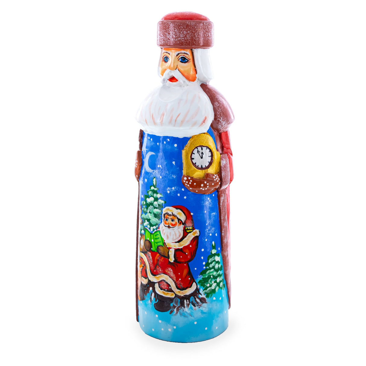 Hand Carved Ukrainian Santa Reading Wooden Figurine 7.25 Inches