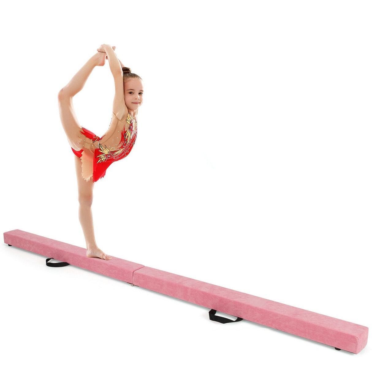 Barra de equilibrio portátil plegable de 7 pies con asas para gimnastas
