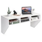 Mesa flotante de ordenador de pared con estante de almacenamiento - Blanco