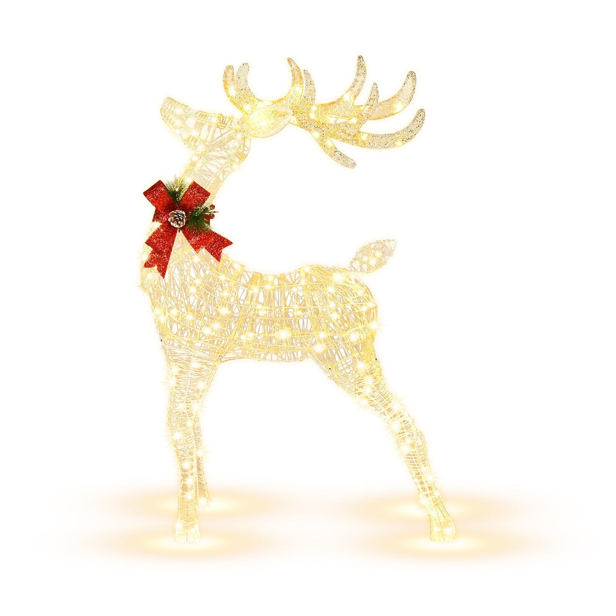 Reno Iluminado de Pie con Estacas para Decoración Navideña