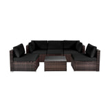 6 Pieces Patio Rattan Furniture Set with Cushions