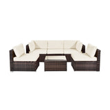 6 Pieces Patio Rattan Furniture Set with Cushions