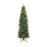 6 Feet Pre-Lit Artificial Christmas Pencil Tree with 648 PVC PE Branch Tips