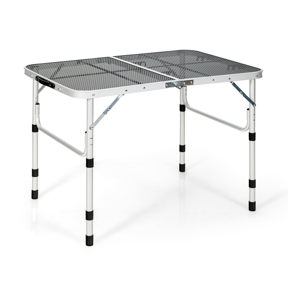 Mesa de aluminio para parrilla con superficie de rejilla de hierro - Plateada