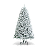 Árbol de Navidad Articulado de 6 Pies con Nieve Artificial Decorativa, Frondoso y con Base Metálica