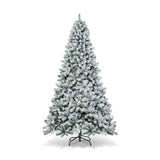 Árbol de Navidad artificial de 9 pies con bisagras y nieve artificial de primera calidad