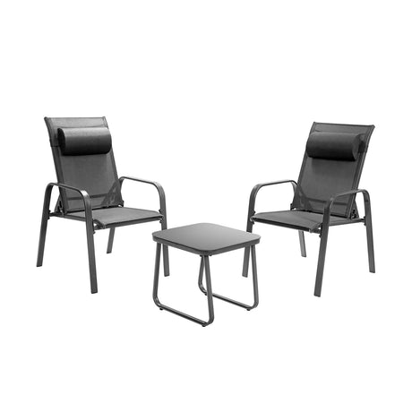 Juego de muebles de bistró para patio de 3 piezas con respaldo ajustable