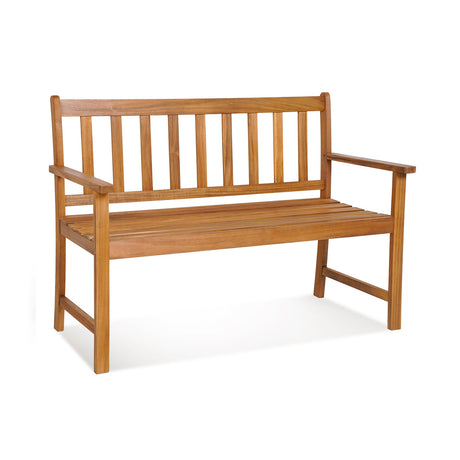 Banco de exterior de madera de acacia para 2 personas con respaldo