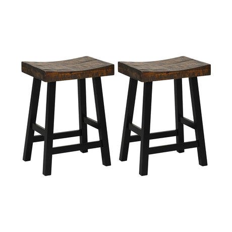 Taburete con asiento de madera maciza de 24 pulgadas con superficie de asiento curvada y reposapiés cómodos
