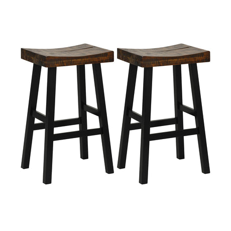 Taburete con asiento de madera maciza de 24 pulgadas con superficie de asiento curvada y reposapiés cómodos