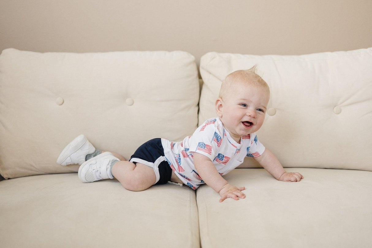 Navy Blue Bamboo Track Shorts
