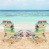 Foldable Backpack Beach Chair with Cup Holder and Storage Pockets Set of 2