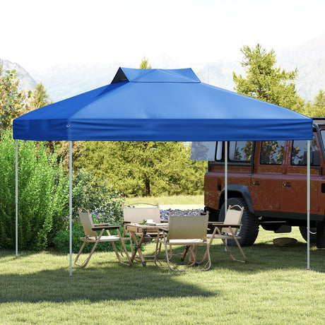 Carpa de lona plegable de 10 x 10 pies para patio exterior con bloqueo central de un solo empuje