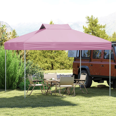 Carpa de lona plegable de 10 x 10 pies para patio exterior con bloqueo central de un solo empuje