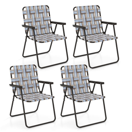 4 Pieces Folding Beach Chair Camping Lawn Webbing Chair