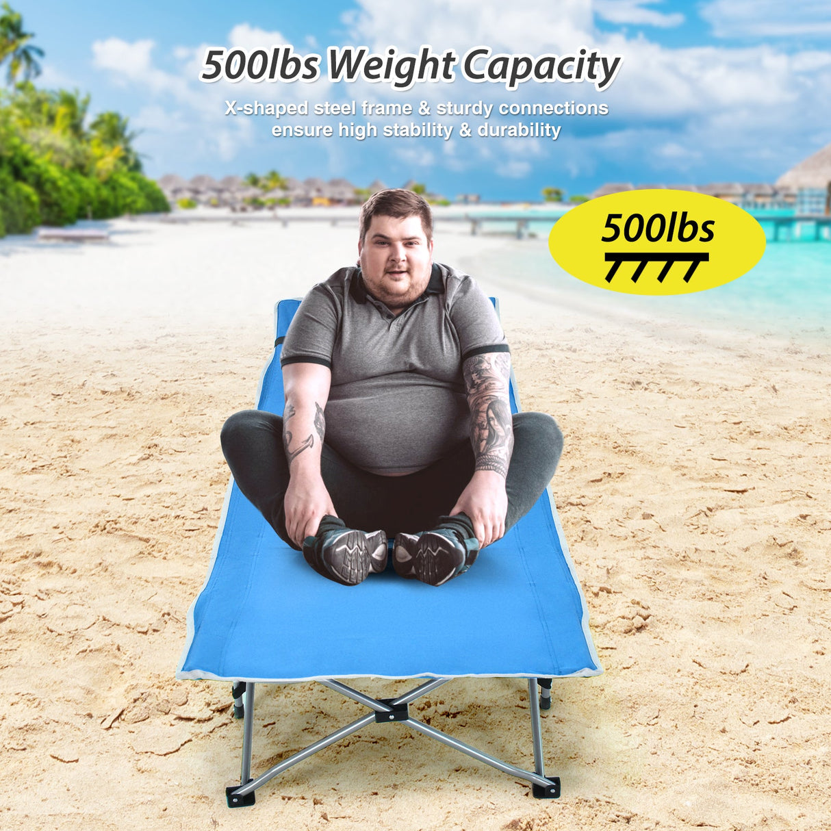 Catres Plegables de Camping con Bolsillo Lateral y Reposacabezas Desmontable