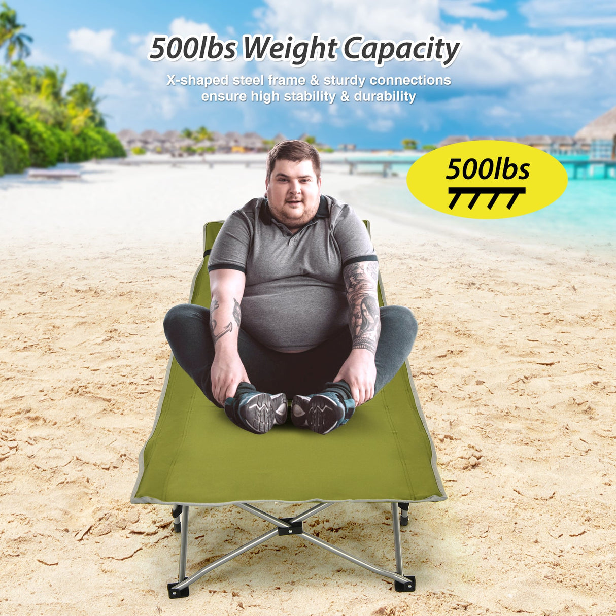 Catres Plegables de Camping con Bolsillo Lateral y Reposacabezas Desmontable