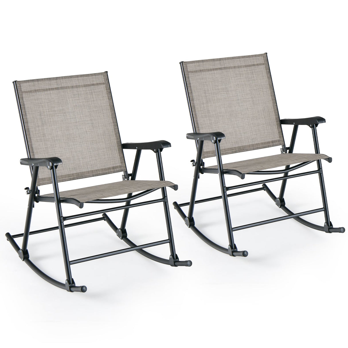 Folding Rocking Chair with Breathable Seat Fabric Set of 2