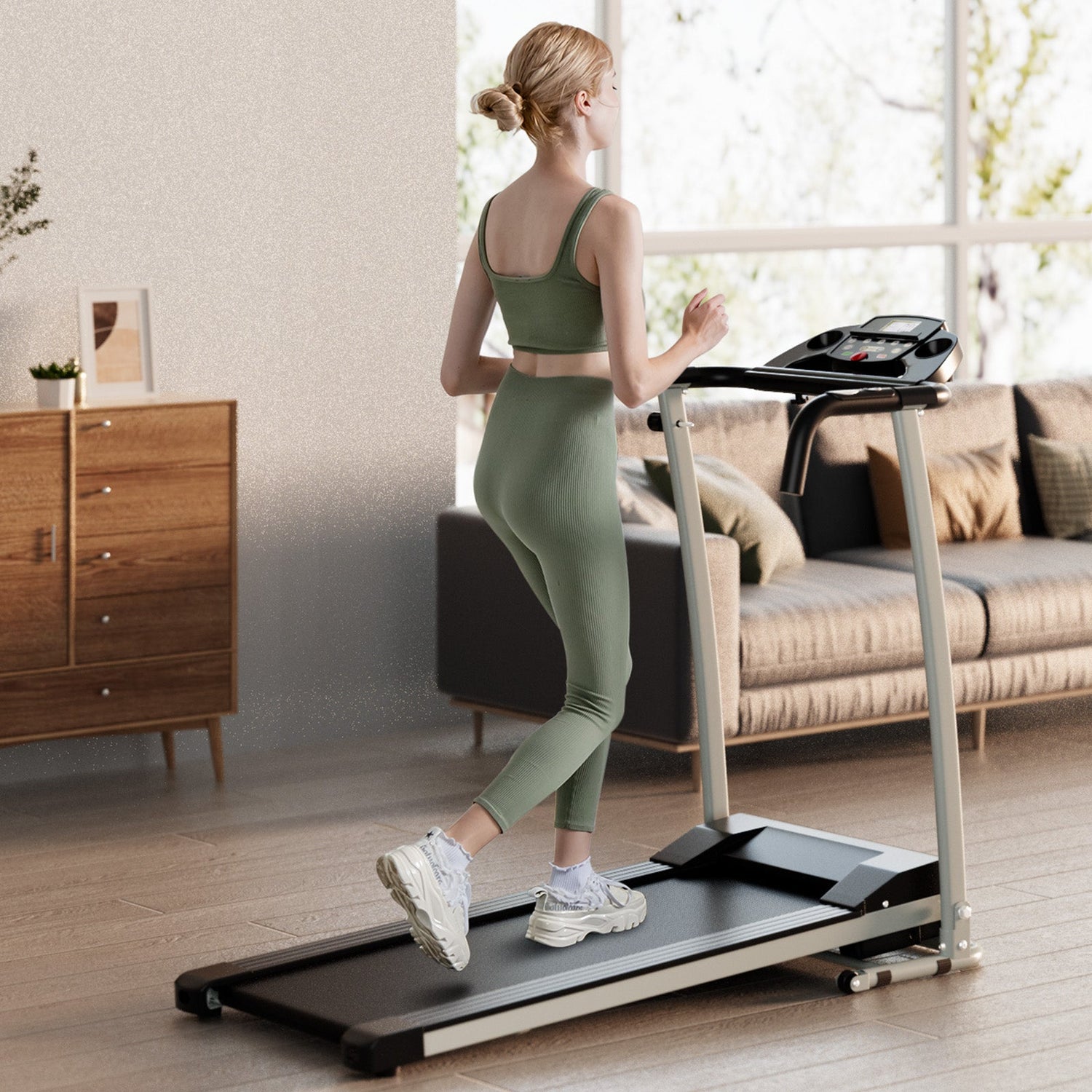 Cinta de correr plegable con 12 programas preestablecidos y pantalla LCD