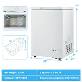 Congelador horizontal compacto de 3.5 pies cúbicos con cesta de almacenamiento extraíble