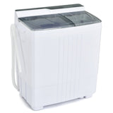Twin Tub Portable Washing Machine with Timer Control and Drain Pump for Apartment-Gray