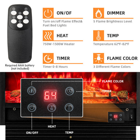 Chimenea eléctrica empotrada de 28.5"