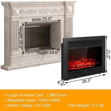Chimenea eléctrica empotrada de 28.5"