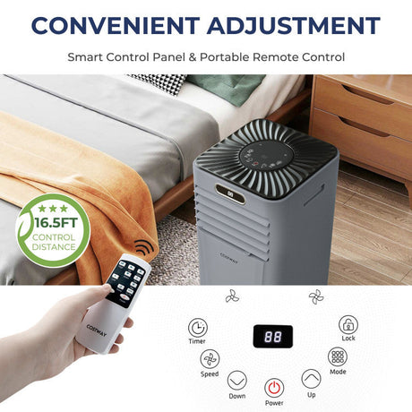 Acondicionador de aire portátil 4 en 1 de 10000 BTU con deshumidificador y modo ventilador