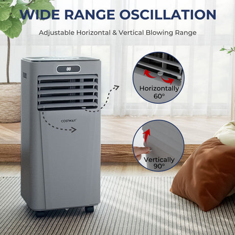 Acondicionador de aire portátil 4 en 1 de 10000 BTU con deshumidificador y modo ventilador