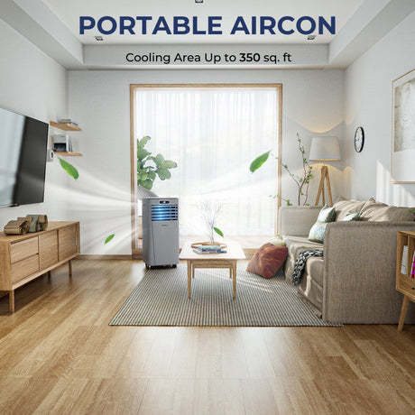 Acondicionador de aire portátil 4 en 1 de 10000 BTU con deshumidificador y modo ventilador