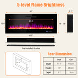 50/60 Inch Wall Mounted Recessed Electric Fireplace with Decorative Crystal and Log