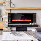 50/60 Inch Wall Mounted Recessed Electric Fireplace with Decorative Crystal and Log