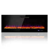 50/60 Inch Wall Mounted Recessed Electric Fireplace with Decorative Crystal and Log