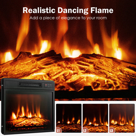 Inserto de chimenea eléctrica de 18/23 pulgadas con llama LED ajustable - 23 pulgadas