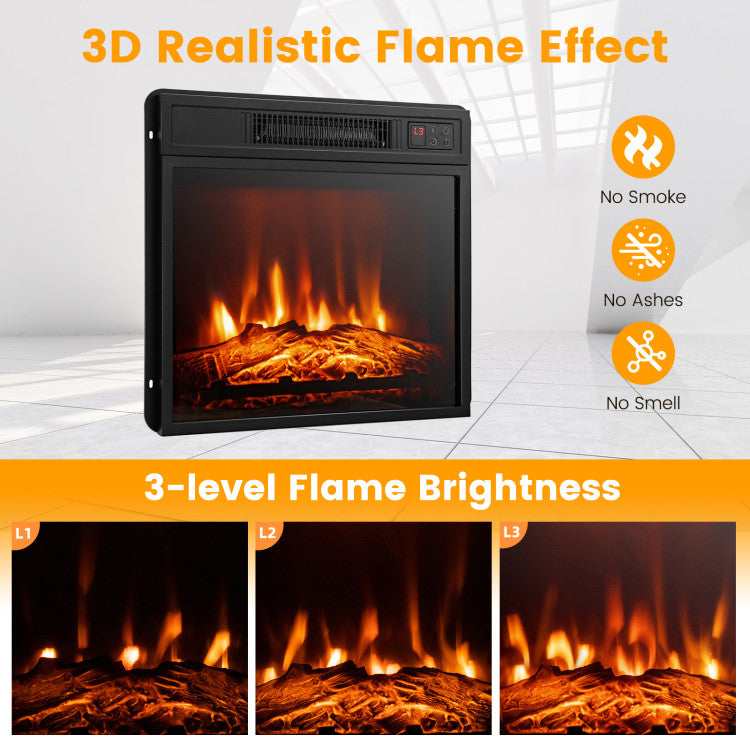 Chimenea eléctrica de 18 pulgadas y 1400 W para TV con estante