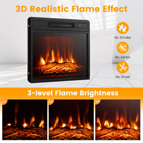 Chimenea eléctrica de 18 pulgadas y 1400 W para TV con estante