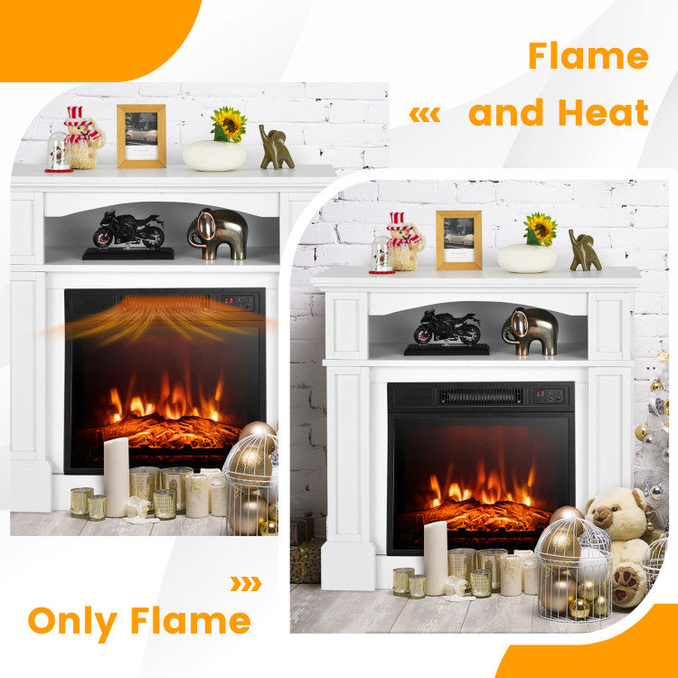 Chimenea eléctrica de 18 pulgadas y 1400 W para TV con estante