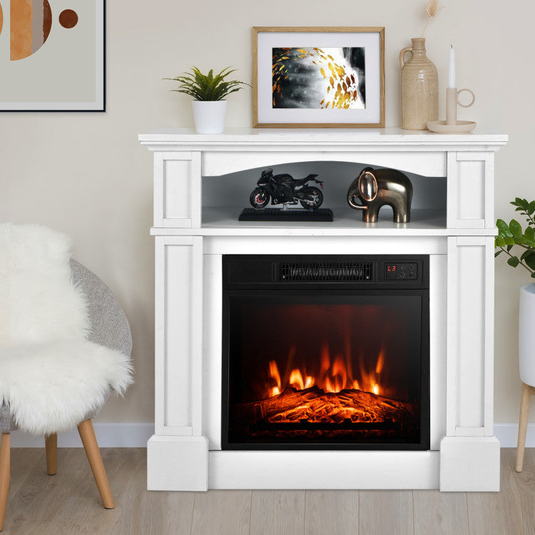 Chimenea eléctrica de 18 pulgadas y 1400 W para TV con estante