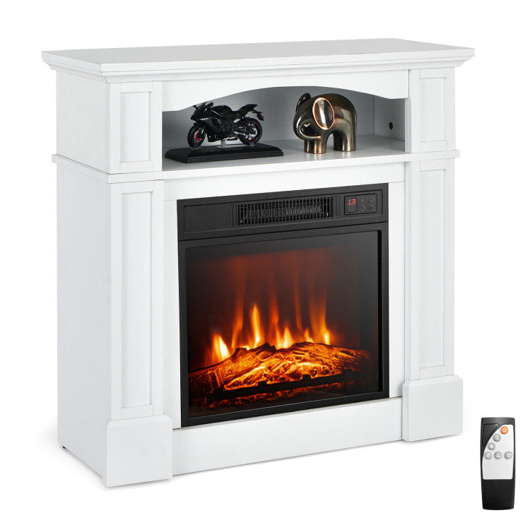 Chimenea eléctrica de 18 pulgadas y 1400 W para TV con estante