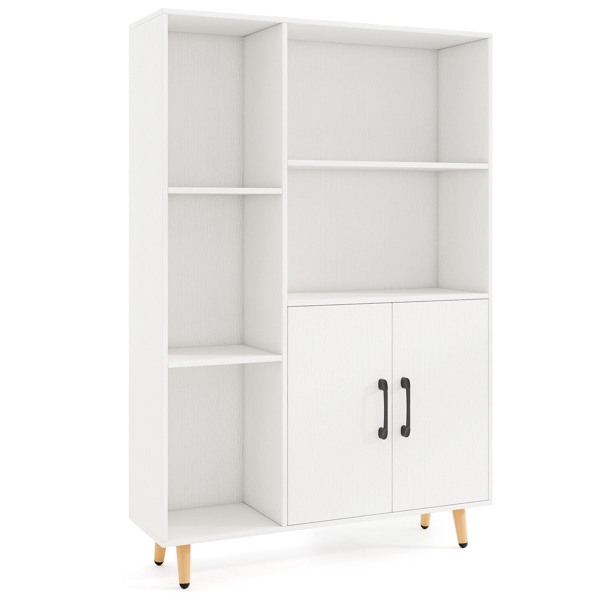 Free Standing Pantry Cabinet with 2 Door Cabinet and 5 Shelves