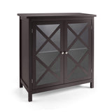 Freestanding Kitchen Buffet Cabinet with Glass Doors and Adjustable Shelf