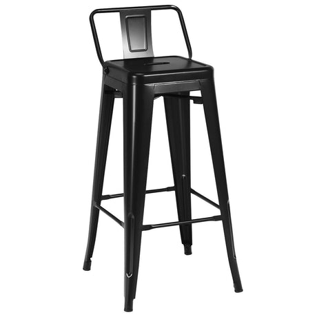 Juego de 4 taburetes de bar de metal de 30 pulgadas de altura de mostrador con respaldo bajo y patas de goma