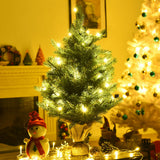 Árbol de Navidad artificial de abeto de 24 pulgadas para mesa con luces LED