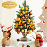 Árbol de Navidad artificial de abeto de 24 pulgadas para mesa con luces LED