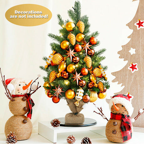 Árbol de Navidad artificial de abeto de 24 pulgadas para mesa con luces LED
