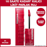 Maybelline New York Super Stay Vinyl Ink Liquid Lipstick - 50 Wicked, 16-Hour Long-Lasting High-Shine Lip Color
