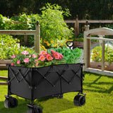 Folding Utility Garden Cart with Wide Wheels and Adjustable Handle