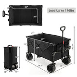 Folding Utility Garden Cart with Wide Wheels and Adjustable Handle